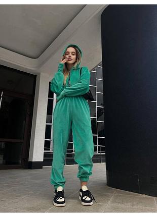 Плюшевый комбинезон с капюшоном брюки толстовка с капюшоном пайта худи зеленый мягкий
