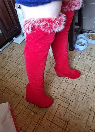 Ботфорты  красные  зима 38р