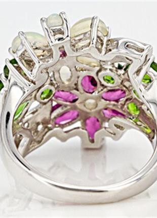 Модное разноцветное кольцо перстень цветы 17 р4 фото