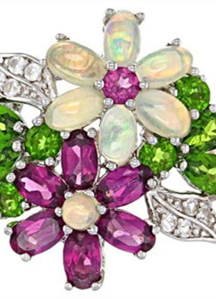 Модное разноцветное кольцо перстень цветы 17 р3 фото
