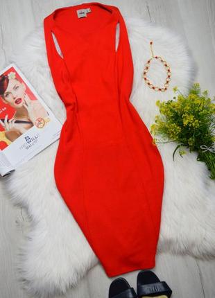 Красное платье мини по фигуре футляр морковно-красное1 фото