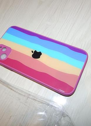 Чохол протиударний glass rainbow для iphone 11