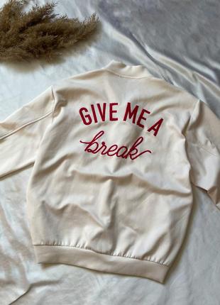 Бомбер zara, жіночий бомбер give me a break , куртка олімпійка4 фото