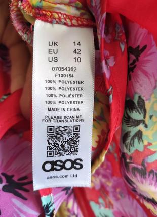 Шелковая юбка летняя брендовая красная с рюшами цветами asos4 фото