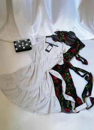 Гарне плаття сарафану запах з відкритими плечима воланами дві бічні кишені горох1 фото