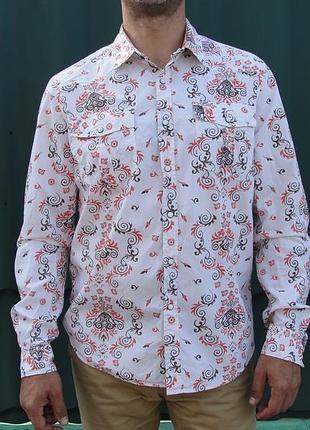 Чоловіча сорочка з довгими рукавами, цікавий модний принт