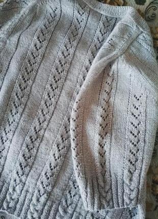 Вязаный укороченный пуловер с коротким рукавом3 фото