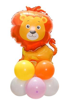 Фольгированная фигура львик на стойке из воздушных шаров