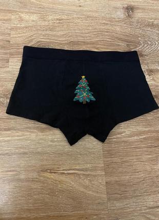 Труси, боксерки, чоловічі, з гарним, новорічним, принтом, з ялинкою, від бренду: avenue madium👌