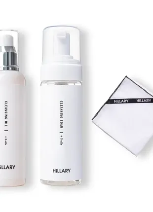 Набор для 2-этапного очищения нормальной кожи hillary double skin cleansing + муслиновая салфетка дл