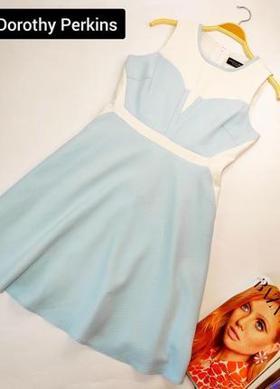 Платье миди женская голубая белая клешь от бренда dorothy perkins s m