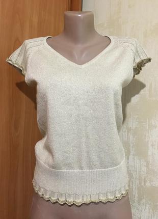 Мила натуральна футболка,реглан,пуловер з люрексом !!