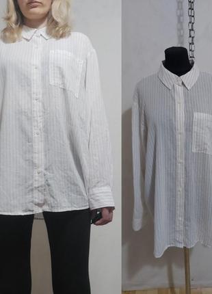 Рубашка оверсайз из тонкого хлопка в полоску h&m