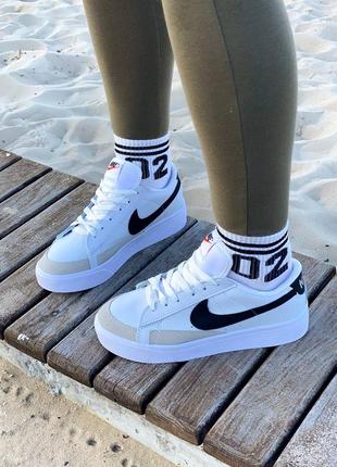 Nike blazer low platform white black