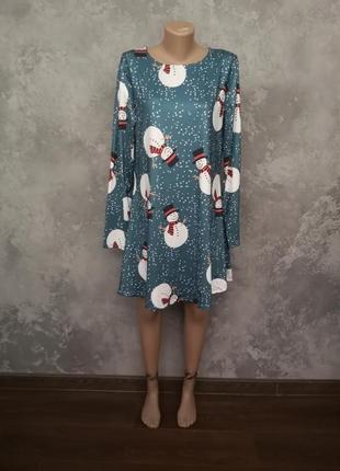 Новогоднее рождественское платье корпоративы снежинки xxl 2xl 52 гг нового года редво