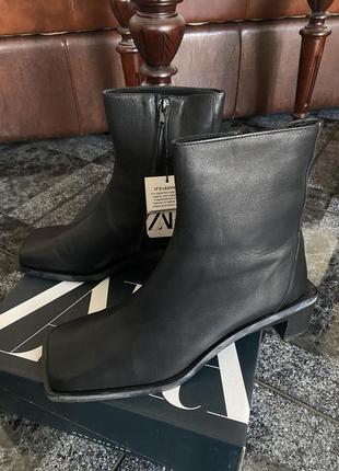 Zara сапоги ботинки кожаные