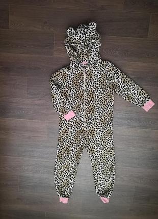 Теплый комбинезон кигуруми леопард некст next 8 9 лет кенгуру пижама леопард ягуар