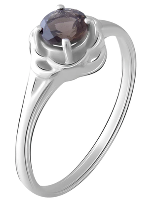 Серебряное кольцо с натуральным раухтопазом (дымчатым кварцем) 0.5 сt