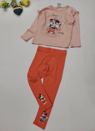 Стильный костюм с лосинами minnie & mickey disney от george 3-4 года