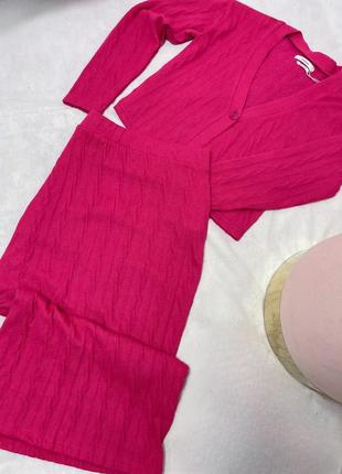 Розовый костюм кофта юбка миди reserved