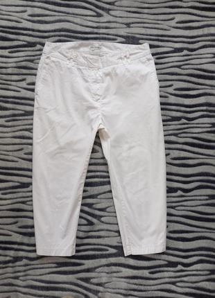 Летние легкие белые штаны капри бриджи с высокой талией m&s, 12 размер.
