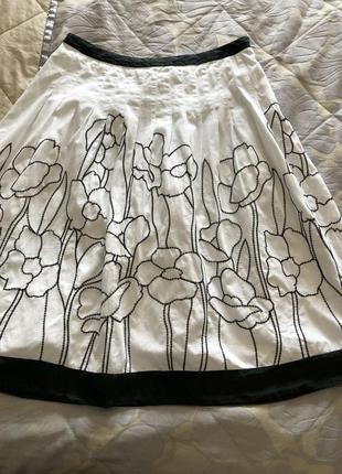 Вышитая цветами юбка  monsoon хлопок и шелк2 фото