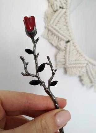 Металлическая палочка для волос роза готика китайские палочки заколка под ретро винтаж цветок металлическая4 фото