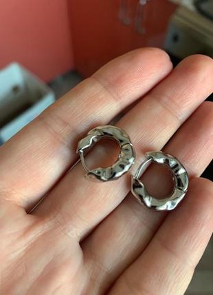 Расплавленные серебряные серьги серьги - кольца