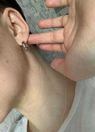 Расплавленные серебряные серьги серьги - кольца