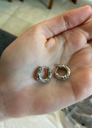 Расплавленные серебряные серьги серьги - кольца