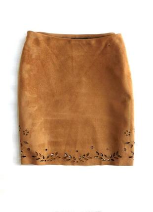 Замшевая юбка с перфорацией цвет camel кэмел от atmosphere1 фото