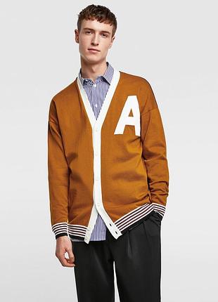 Бомбезный кардиган оксфорд от zara man, p. l