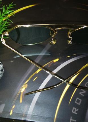 Очки в золотой металической оправе стекло зелёный градиент3 фото