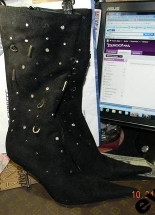 Женские сапоги (замш с металлом) 37--37,5 (24-24,5см)