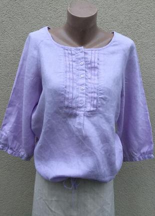 Лляна,лавандова блуза-реглан,сорочка в етно,бохо,сільський стиль,лен100%,італія