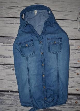 М/38 фирменная женская джинсовая летняя блуза рубашка безрукавка5 фото