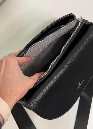 Черная, удобная сумочка+длинный регулируемый текстильный ремешок.5 фото