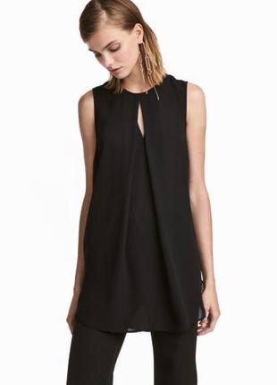 Стильная удлиненная блузка без рукавов h&m, xs/s