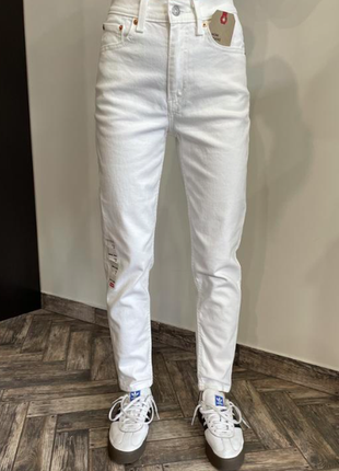 Levi's mom новые джинсы белые с высокой посадкой1 фото