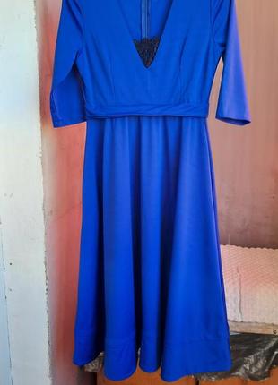 Синє плаття  сонцекльош з карманами2 фото