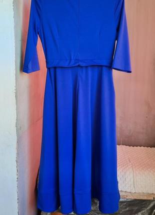 Синє плаття  сонцекльош з карманами6 фото