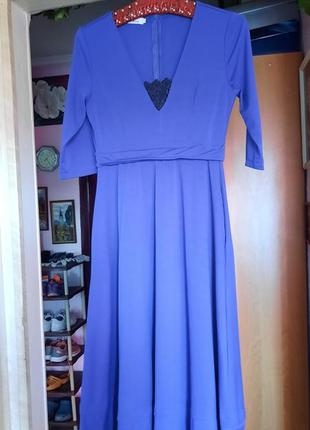 Синє плаття  сонцекльош з карманами10 фото