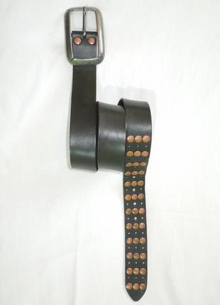 Ремень мужской кожаный с металлическими вставками 95 см4 фото