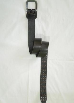 Ремень мужской кожаный с металлическими вставками 95 см5 фото