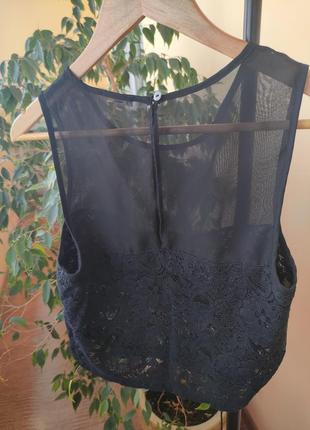 Блузка топ женская черная кружевная с сеточкой3 фото