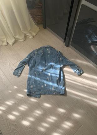 Джинсовый пиджак зара. удлиненный. без дефектов2 фото