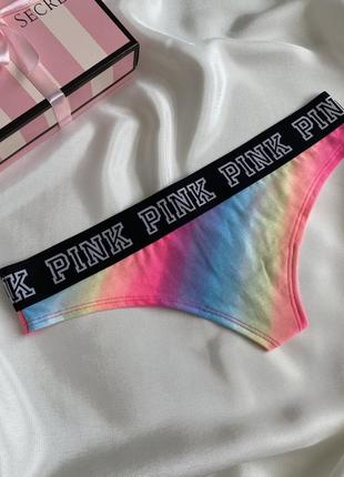 Яскраві трусики victoria’s secret pink оригінал спортивні стрингі труси резинка з лого