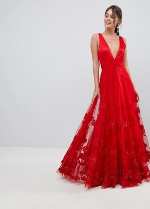 Эксклюзивное премиум платье с декором и многослойной юбкой3 фото