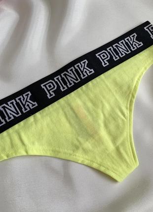 Неоновые трусики victoria’s secret pink оригинал яркие спортивные трусы резинка с лого4 фото