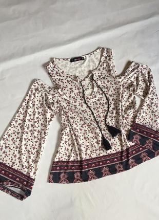 Крутецька блуза кофта з відкритими плечима 🔥рукава кльош fb sister